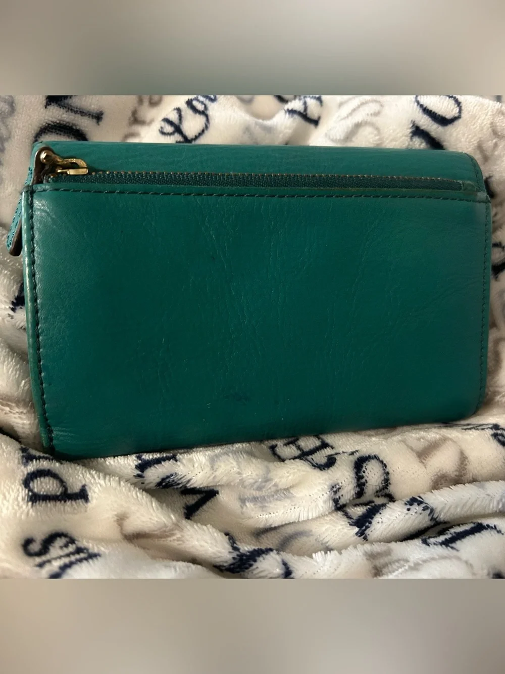 Fossil Teal Turquoise Leather Trifold Wallet